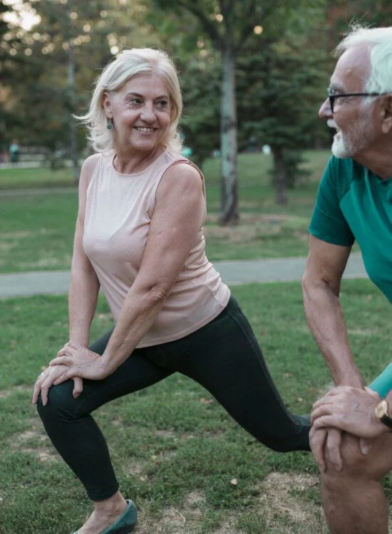 Senior couple of Caucasian ethnicity, enjoying themselves, being physically active outdoors, training and leading a healthy lifestyle in their old age