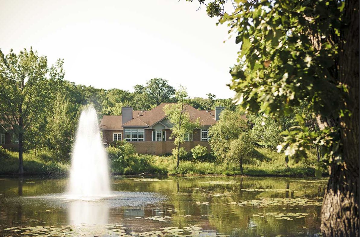 Lake with fountain