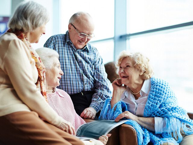 A group of senior friends chatting