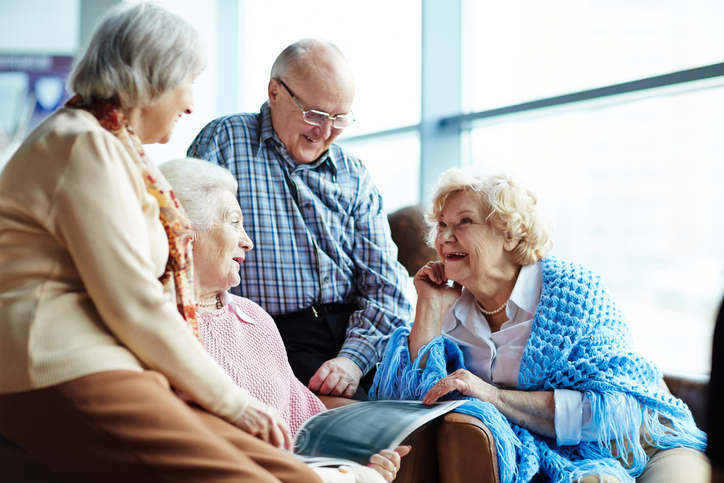 A group of senior friends chatting